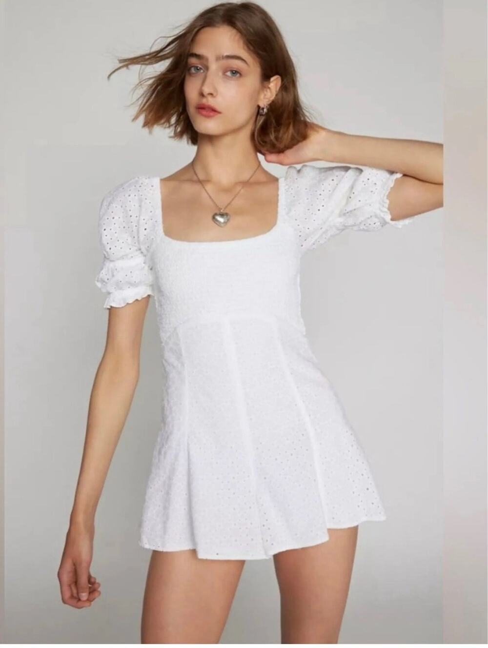 Urban Outfitters Kimchi Blue White Eyelet Romper Size Large